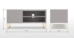 Mueble multimedia pintado Lenny – Gris