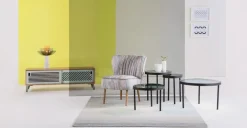 Mueble multimedia Pointillee – Fresno y gris