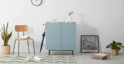 Mueble para recibidor Mino – Roble y azul