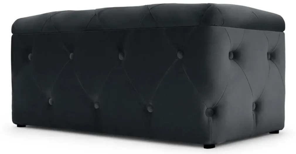 Puf con Almacenaje Rectangular Hampton – Gris Medianoche