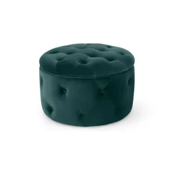 Puf Redondo Pequeño con Almacenaje Hampton – Azul Espuma de Mar