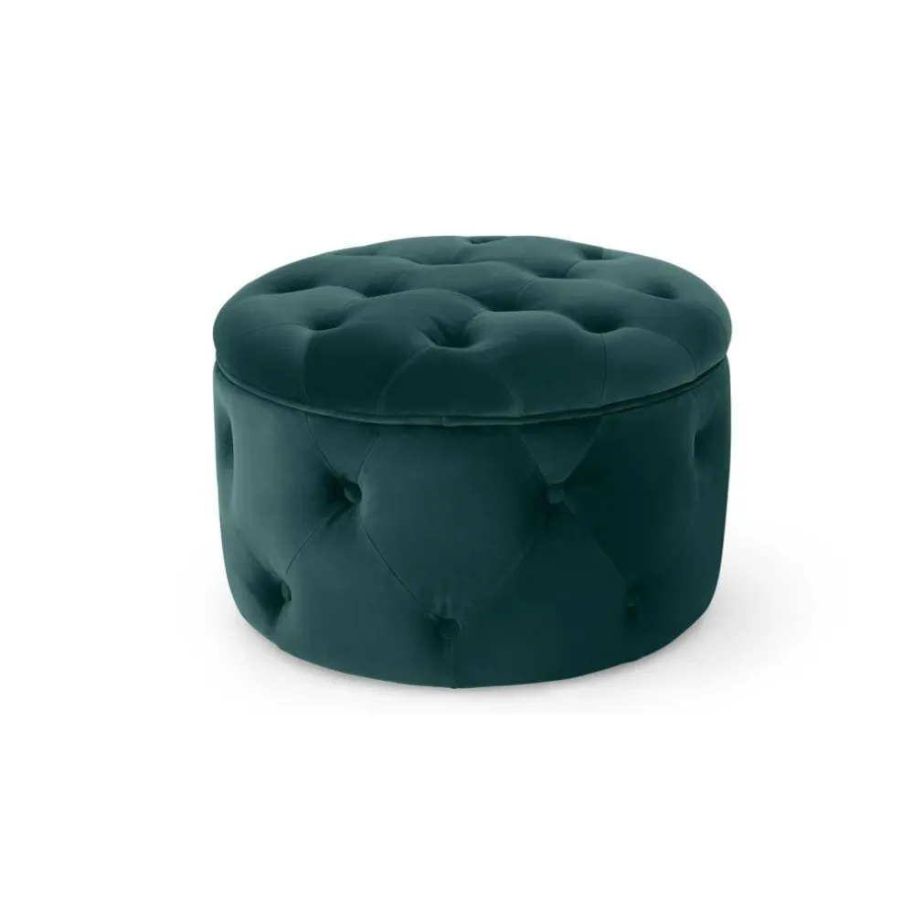 Puf Redondo Pequeño con Almacenaje Hampton – Azul Espuma de Mar
