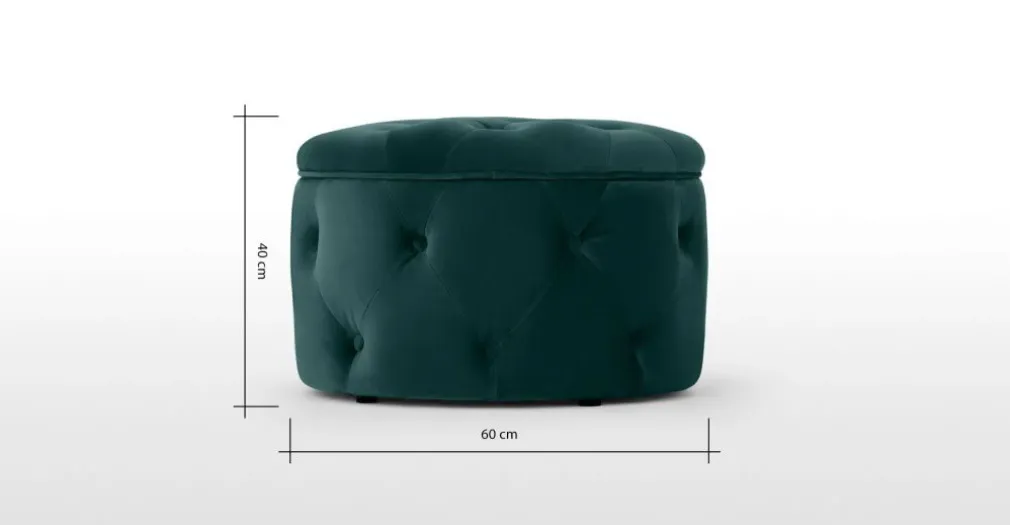 Puf Redondo Pequeño con Almacenaje Hampton – Azul Espuma de Mar