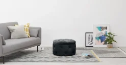 Puf Redondo Pequeño con Almacenaje Hampton – Gris Medianoche