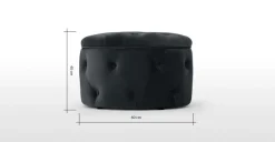 Puf Redondo Pequeño con Almacenaje Hampton – Gris Medianoche