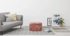 Puf Redondo Pequeño con Almacenaje Hampton – Rosa Palo