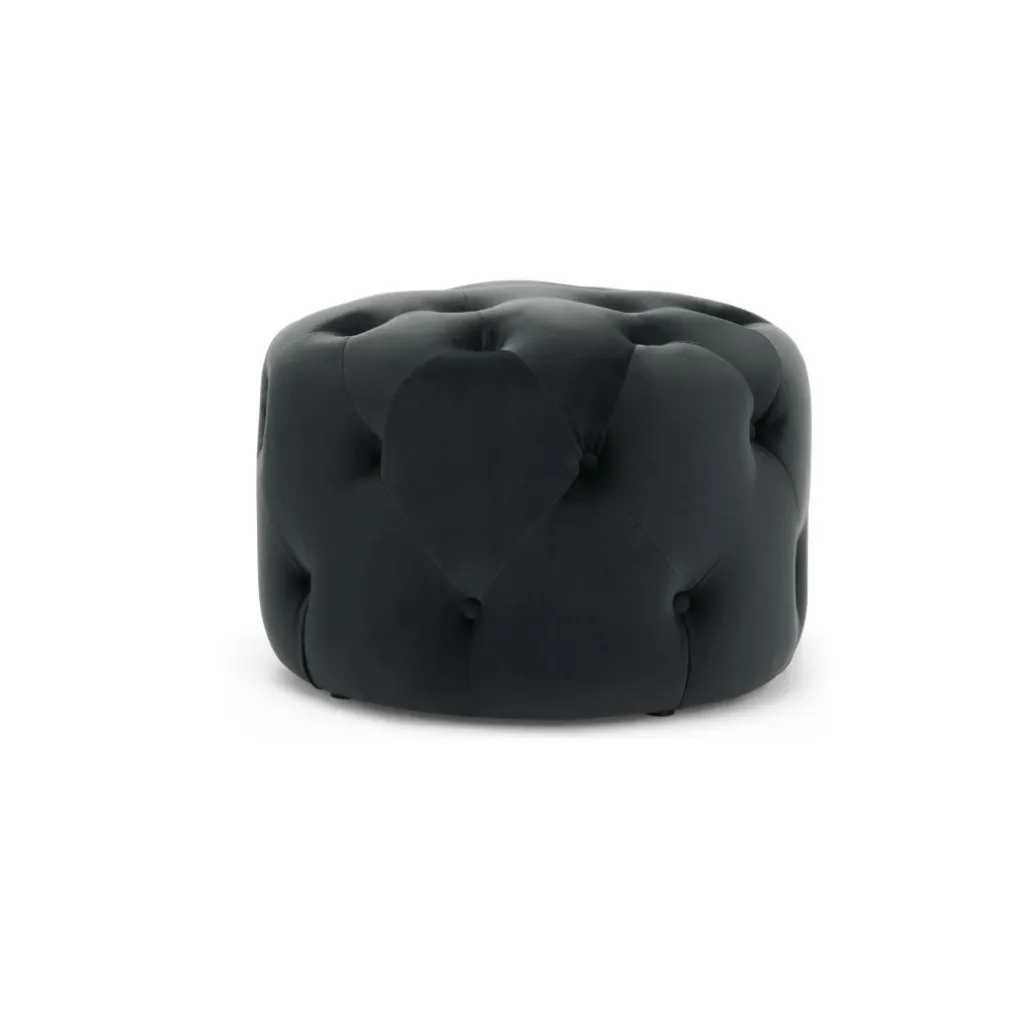 Puf Redondo Pequeño Hampton – Gris Medianoche