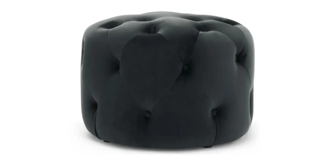 Puf Redondo Pequeño Hampton – Gris Medianoche