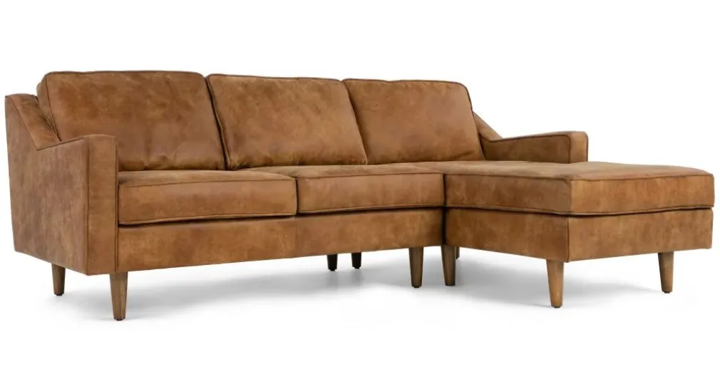 Seccional con Chaise Longue a la Derecha Dallas – Cuero Canela