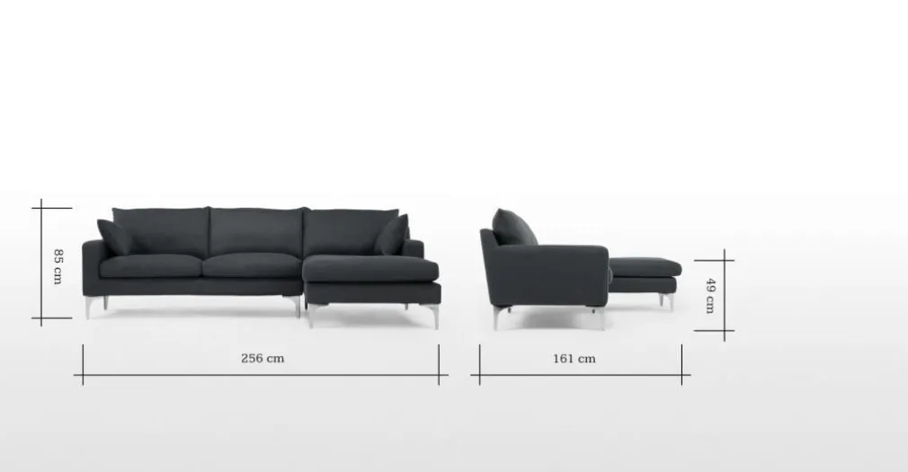 Seccional con Chaise Longue a la Derecha Mendini – Gris Antracita