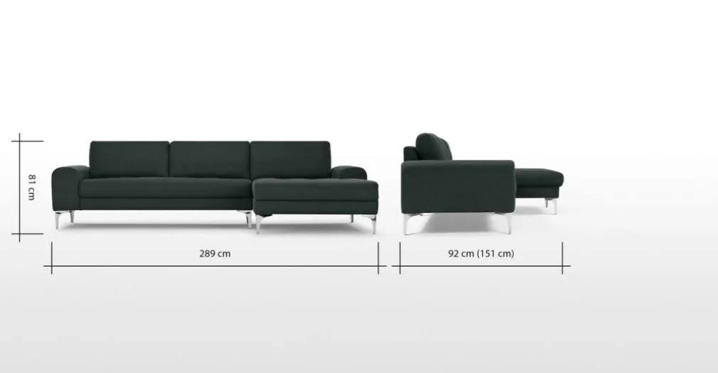 Seccional con Chaise Longue a la Derecha Vittorio – Gris Antracita