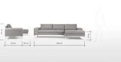 Seccional con Chaise Longue a la Derecha Vittorio – Gris Perla