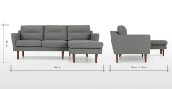 Seccional con Chaise Longue a la Derecha Walker – Gris