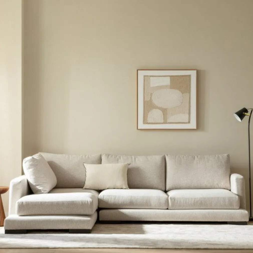Seccional con Chaise Longue a la Izquierda Crate – Beige