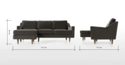 Seccional con Chaise Longue a la Izquierda Dallas – Gris Cemento