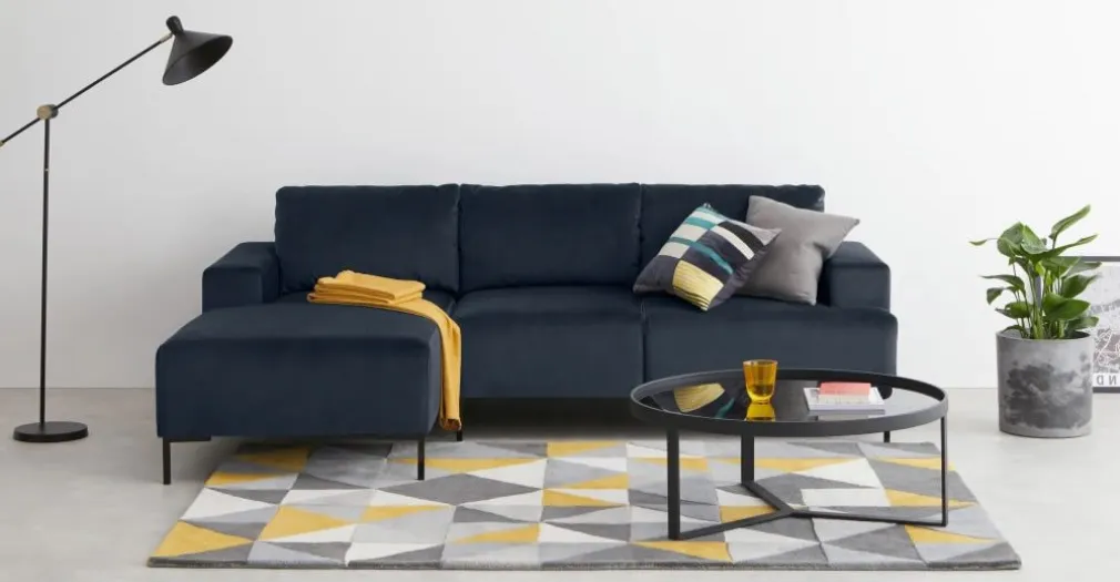 Seccional con Chaise Longue a la Izquierda Frederik – Azul Zafiro