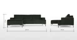 Seccional con Chaise Longue a la Izquierda Frederik – Gris Antracita
