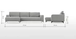 Seccional con Chaise Longue a la Izquierda Luciano – Gris Montaña