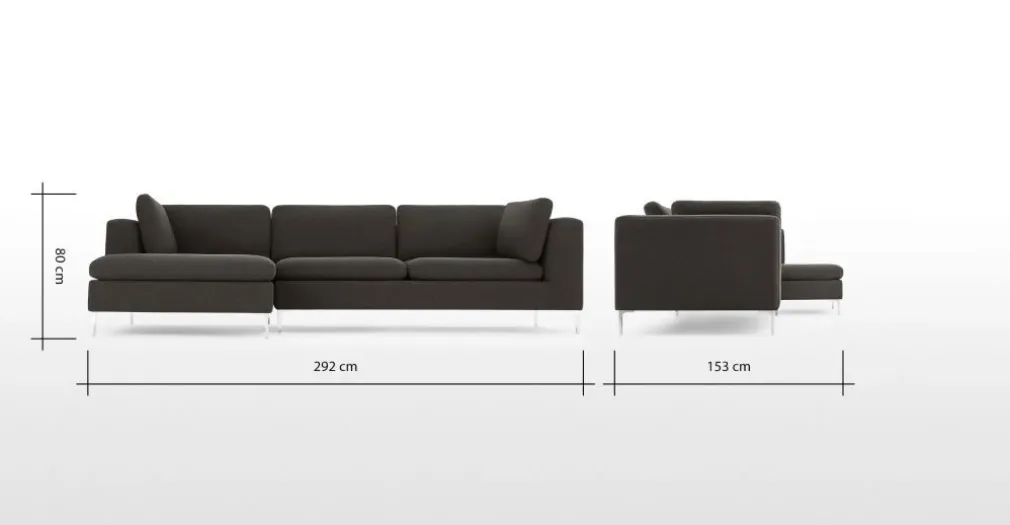 Seccional con Chaise Longue a la Izquierda Monterosso – Gris Marengo