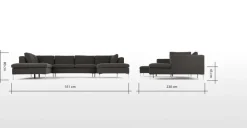 Seccional con Chaise Longue a la Izquierda Monterosso – Gris Marengo