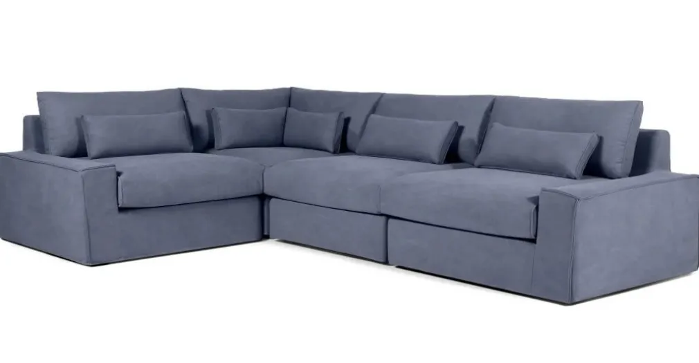 Seccional con Chaise Longue a la Izquierda Trent – Azul Lavado