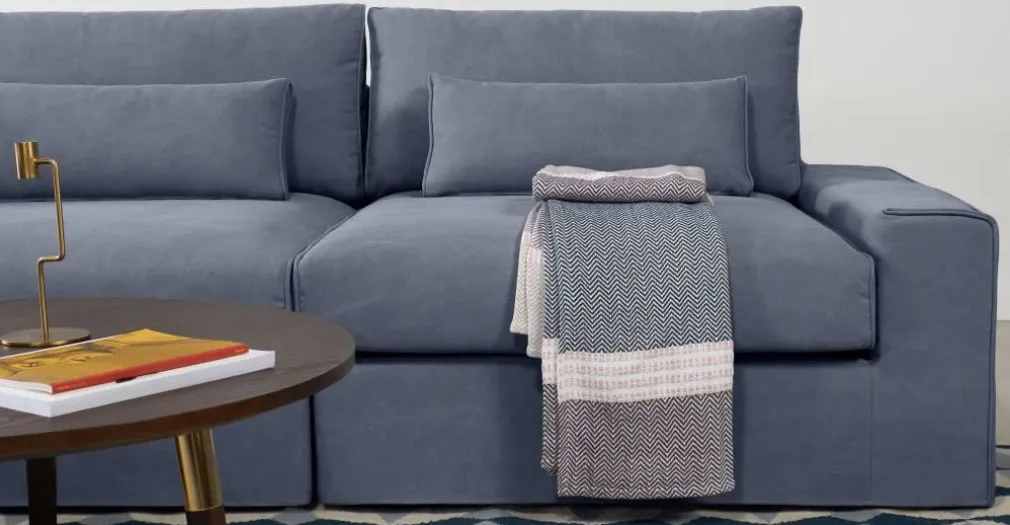 Seccional con Chaise Longue a la Izquierda Trent – Azul Lavado