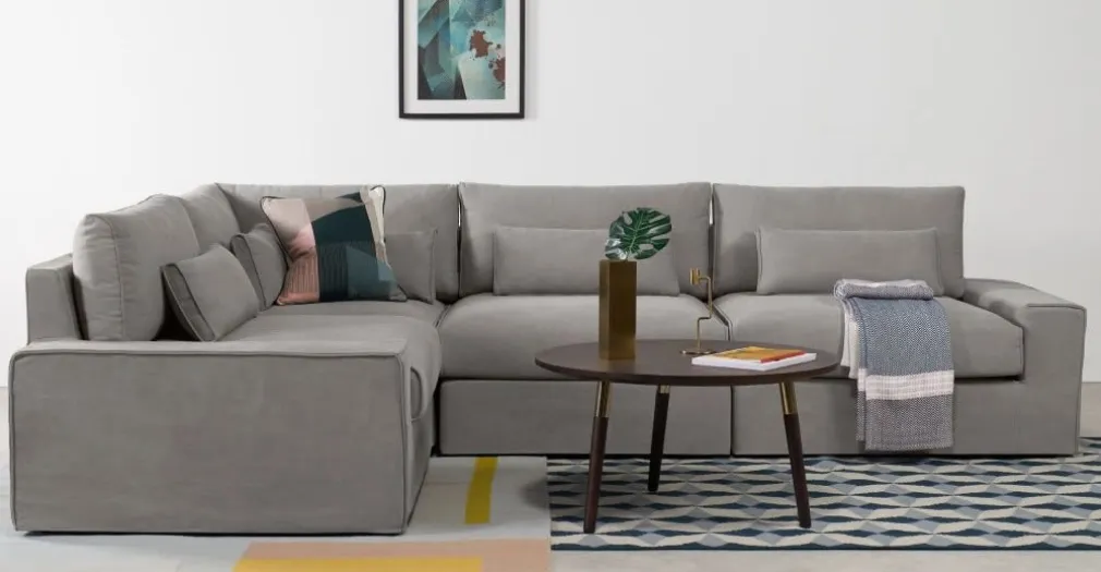 Seccional con Chaise Longue a la Izquierda Trent – Gris Lavado