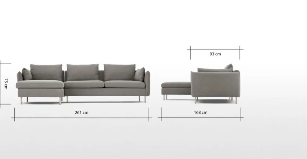 Seccional con Chaise Longue a la Izquierda Vento – Gris Manhattan