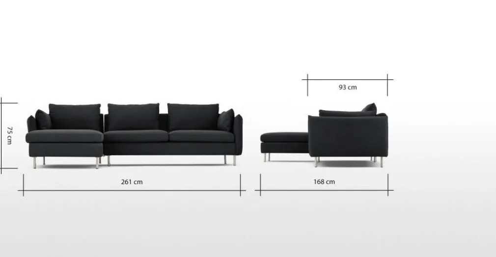 Seccional con Chaise Longue a la Izquierda Vento – Gris Sterling