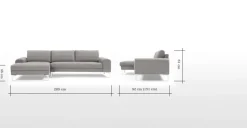 Seccional con Chaise Longue a la Izquierda Vittorio – Gris Perla