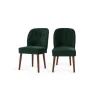 Silla de comedor Margot – Terciopelo verde pino y patas de abedul natural