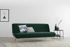 Sofá Cama Moby Verde Pino Con Patas Doradas