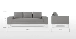 Sofá 3 cuerpos Vittorio – Gris Perla