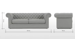 Sofá de 3 Cuerpos Beacon – Gris