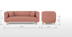 Sofá de 3 Cuerpos Becca – Rosa Empolvado