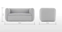 Sofá de 2 Cuerpos Berko – Gris Tiza