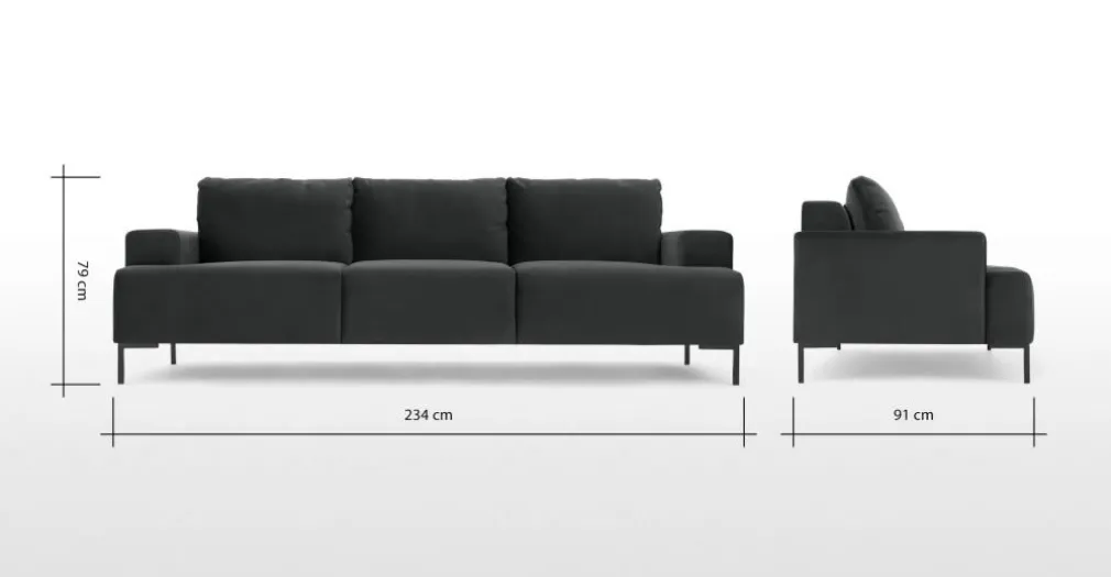 Sofá de 3 Cuerpos Frederik – Gris Antracita