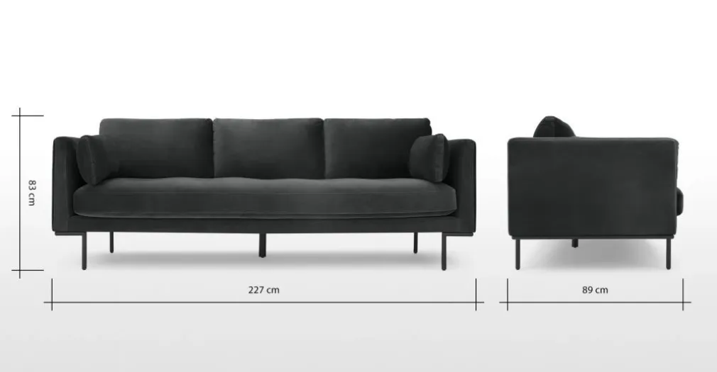Sofá de 3 Cuerpos Harlow – Gris Medianoche