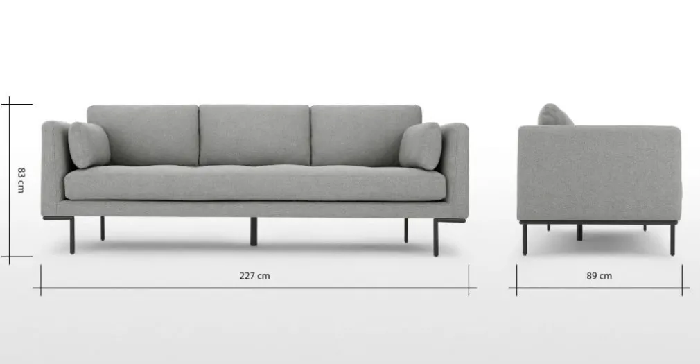 Sofá de 3 Cuerpos Harlow – Gris Montaña