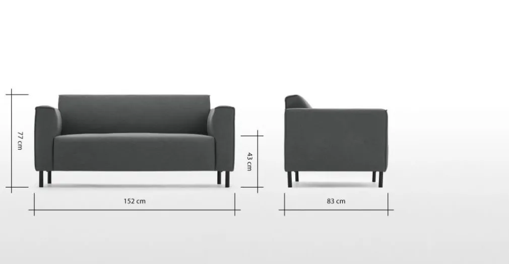 Sofá de 2 Cuerpos Herron – Gris Marga