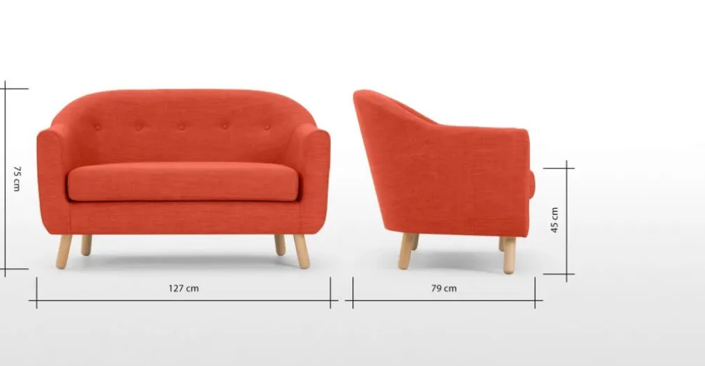 Sofá de 2 Cuerpos Lottie – Naranja Toscana