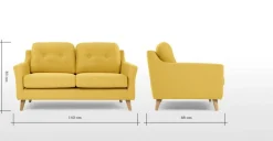 Sofá de 2 Cuerpos Rufus – Amarillo Mostaza