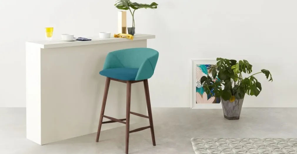 Taburete alto Lule – Azul mineral y verde esmeralda