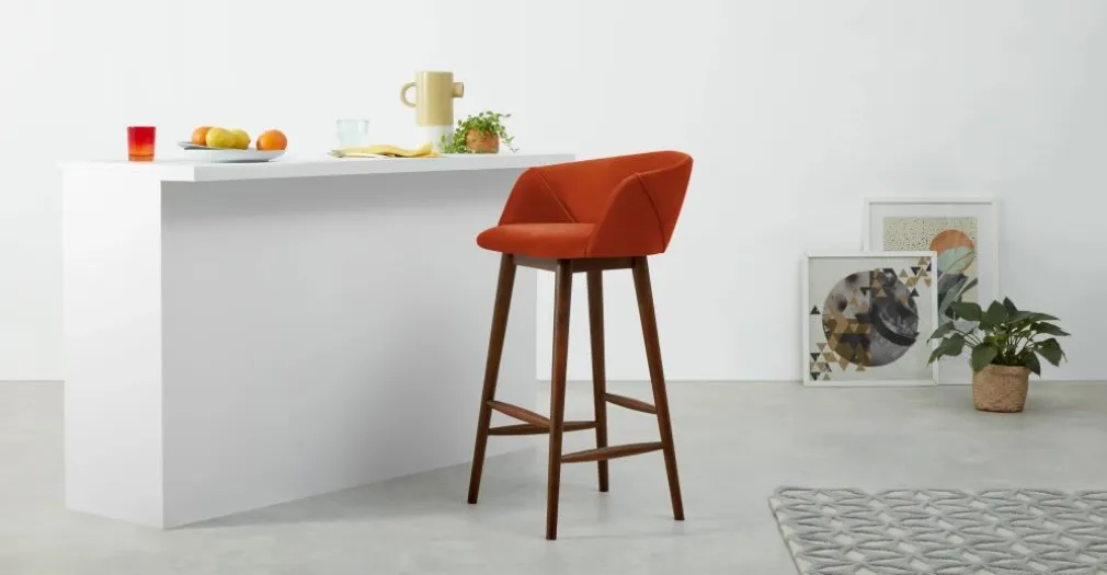 Taburete alto Lule – Terciopelo naranja llama