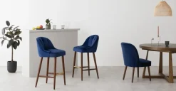 Taburete alto Margot – Terciopelo azul eléctrico