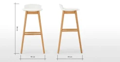 Taburete alto Thelma – Roble y blanco