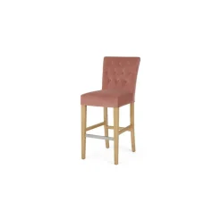 Taburete de bar Flynn – Terciopelo rosa y abedul