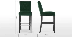 Taburete de bar Flynn – Terciopelo verde pino y negro