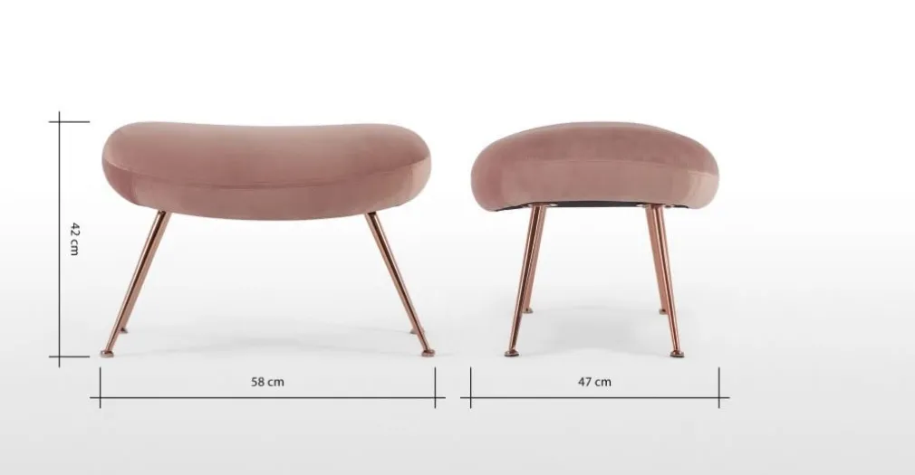 Taburete Moby – Terciopelo rosa vintage
