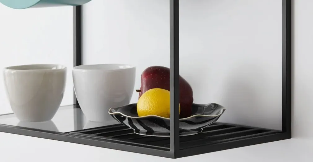 Unidad de almacenamiento para comedor Poppy – Metal y cristal